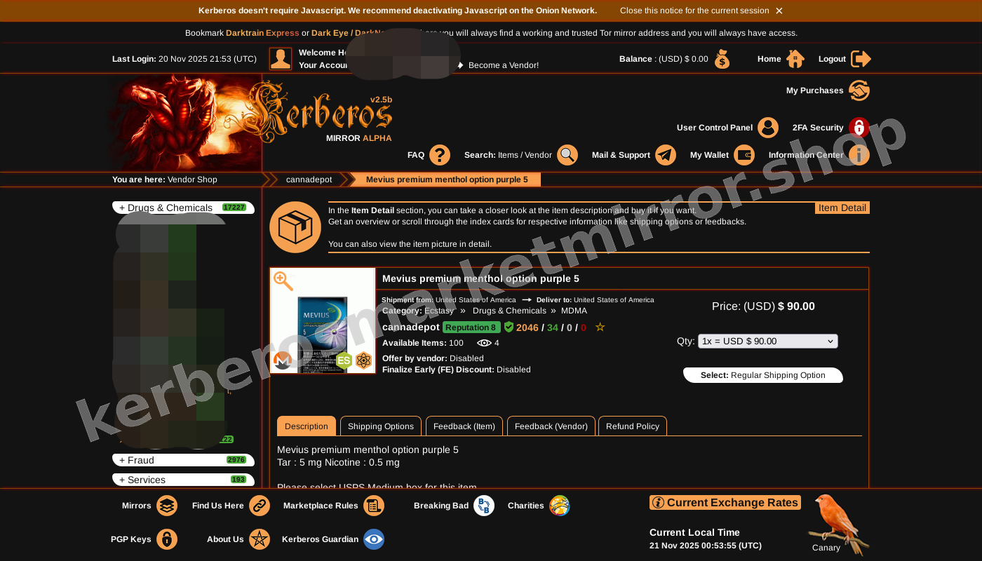Kerberos Main Market Dashboard